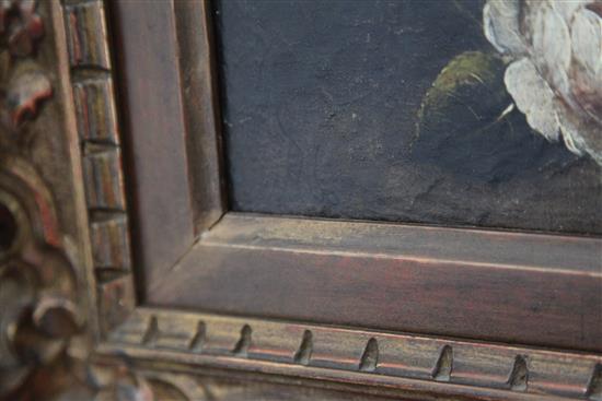 16th century Continental School Still life of flowers in an ornate vase, a wasp alongside 23 x 17in.